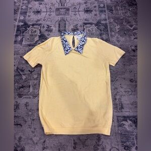 JCrew - Short-sleeve woven collar sweater